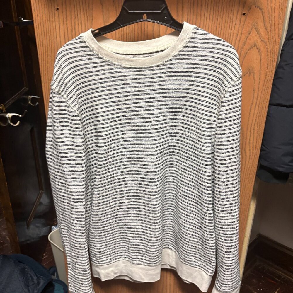 j. crew black and white long sleeve stripped sweater fall sweatshirt size large